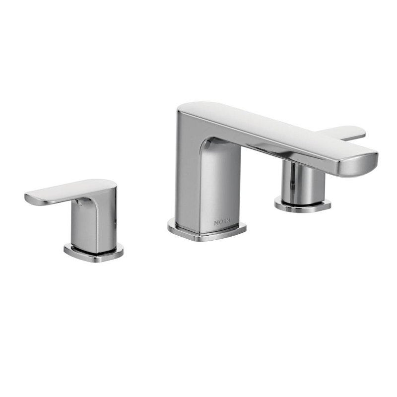 Rizon Double Handle Deck Mounted Roman Tub Faucet Trim, Chrome