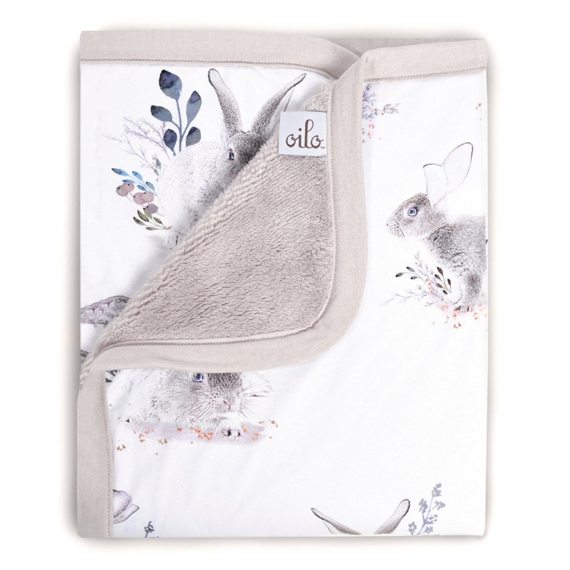 Cottontail Bunny - Luxury Soft Plush Backing & Turkish Cotton Jersey Print, Double Layered, 30" x 40" Baby Blanket