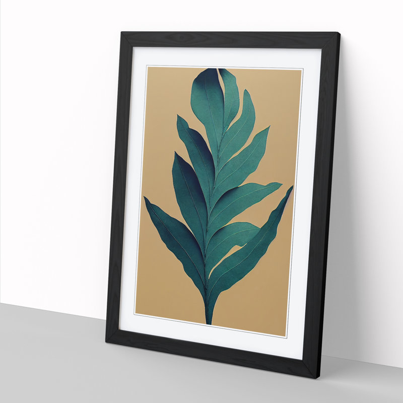 Bold Plant Leaves Vol.4 1 Piece Single Picture Frame Wall Art, 64cm H x 46cm W x 2cm D, Grey Framed