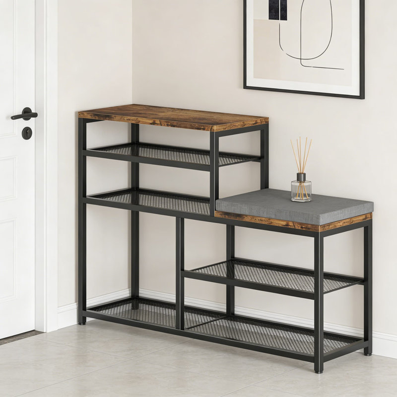 Range-chaussures autoportant avec coussin de siège, range-chaussures à 5 niveaux et banc d'entrée pour le couloir, le placard et la porte d'entrée