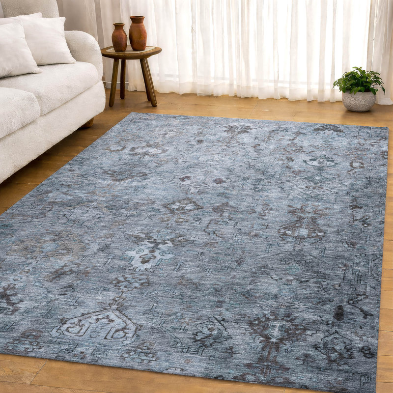 Tapis de qualité supérieure lavable à la machine Mayfield Global, Bleu, 10 pi x 14 pi