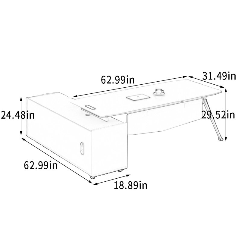 Farhat, H 29,52 po x l 62,99 po x P 31,49 po, Blanc