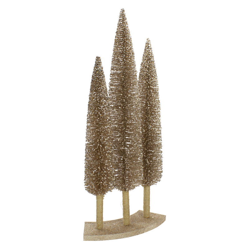 Décoration de table arbres de Noël en sisal rose doré