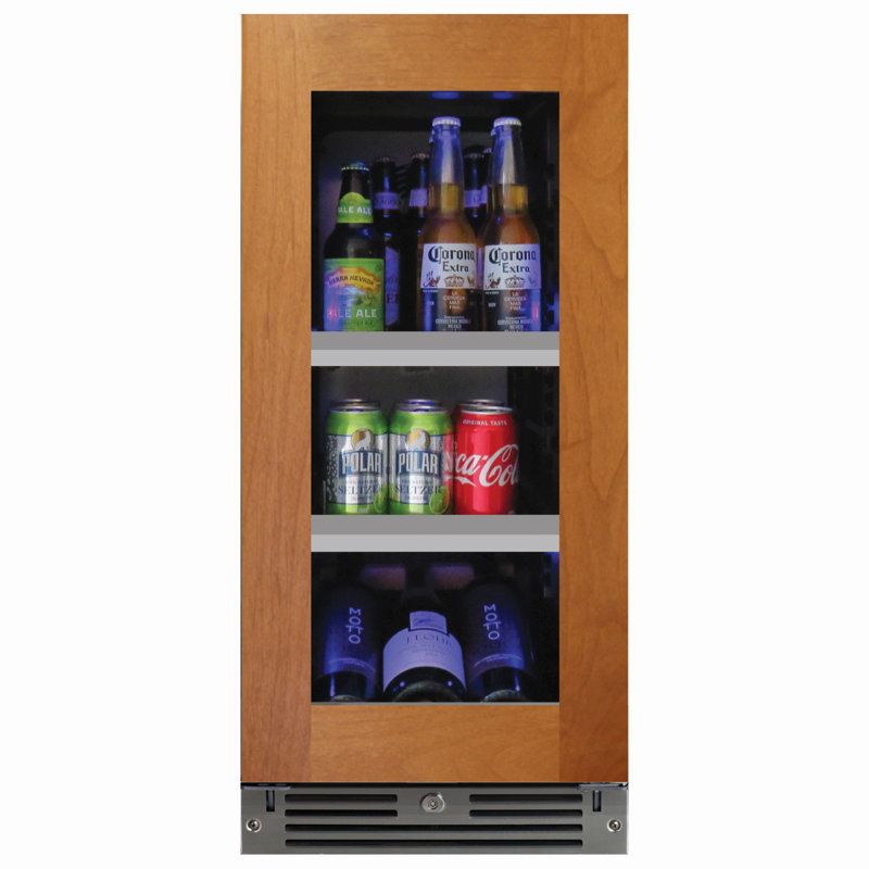 XO Appliance 14.94'' W Built-In 66 Cans (12 oz.) Beverage Cooler with Wine Storage and Glass Door, Right