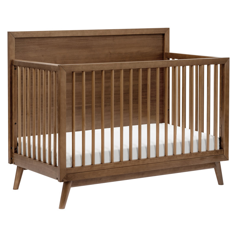 Palma 4-in-1 Convertible Crib with Toddler Bed Conversion Kit, Natural Walnut