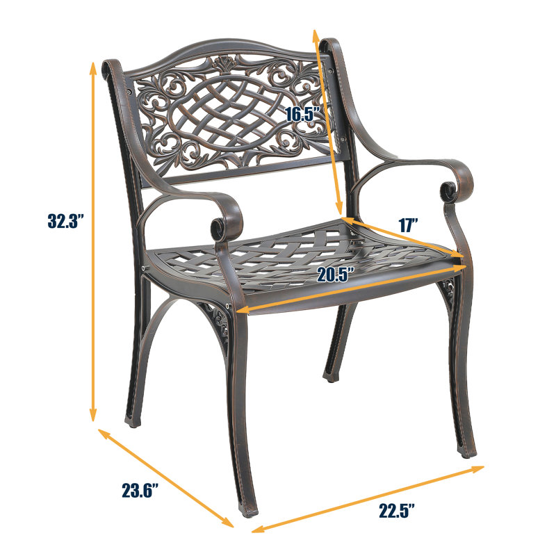 Chaise d'extérieur pour l'extérieur en fonte d'aluminium, Bronze