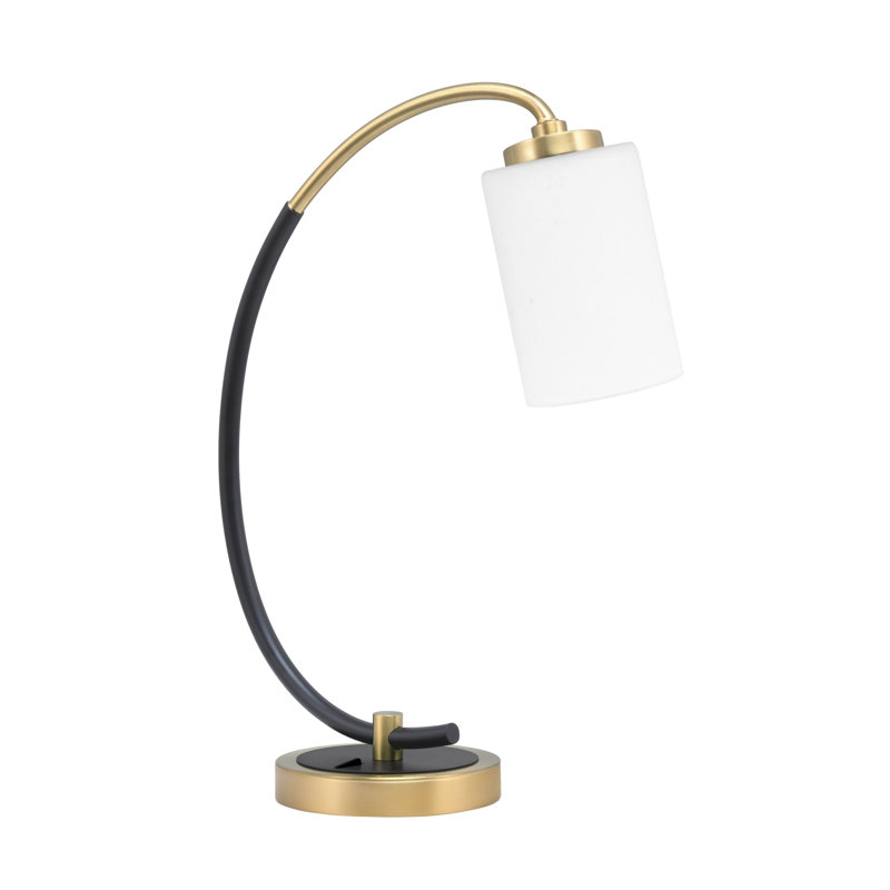 Lampe de bureau en acier inoxydable Guile, Noir mat / laiton, Blanc