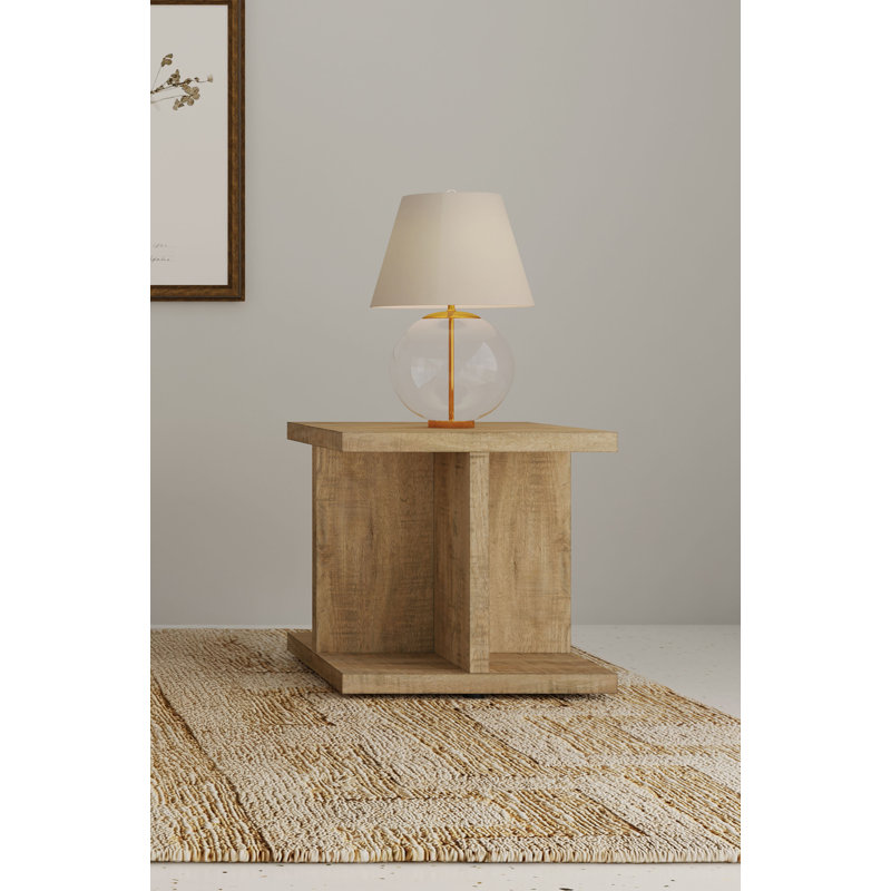 23.9" W Rustic End Table, Brown
