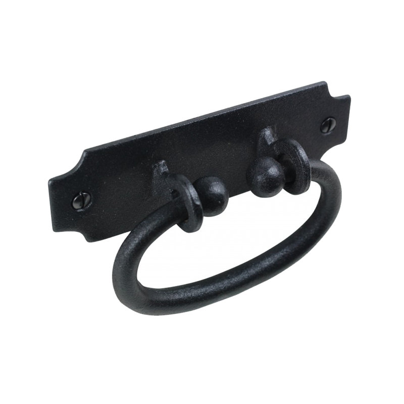 Black Wrought Iron Drop Bail Cabinet Pulls with Mounting Hardware