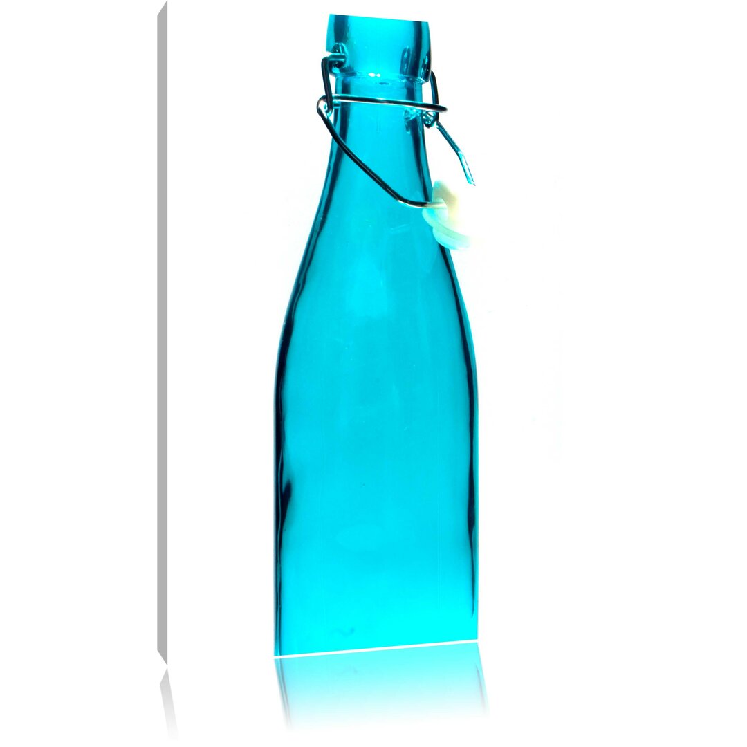 Leinwandbild Blaue Glasflasche