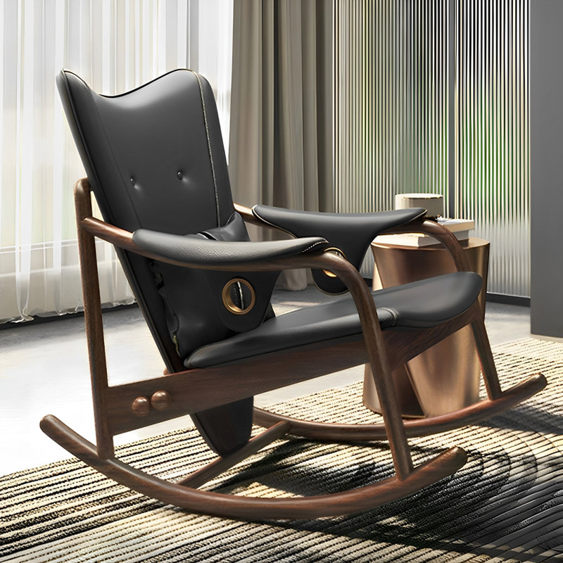 Chaise berçante rétro en similicuir rétro
