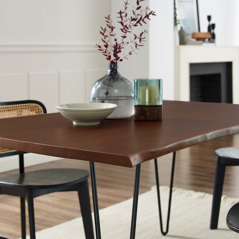Ardor 60" Black Walnut Acacia Wood Dining Table with Hairpin Legs