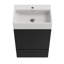 Meuble-lavabo moderne autoportant noir mat - évier en céramique et armoire de rangement efficace-426331050