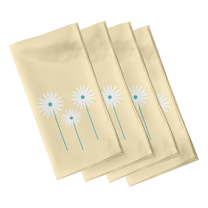 Daisy May Polyester Floral Square Napkin, 18" W x 18" L, Yellow