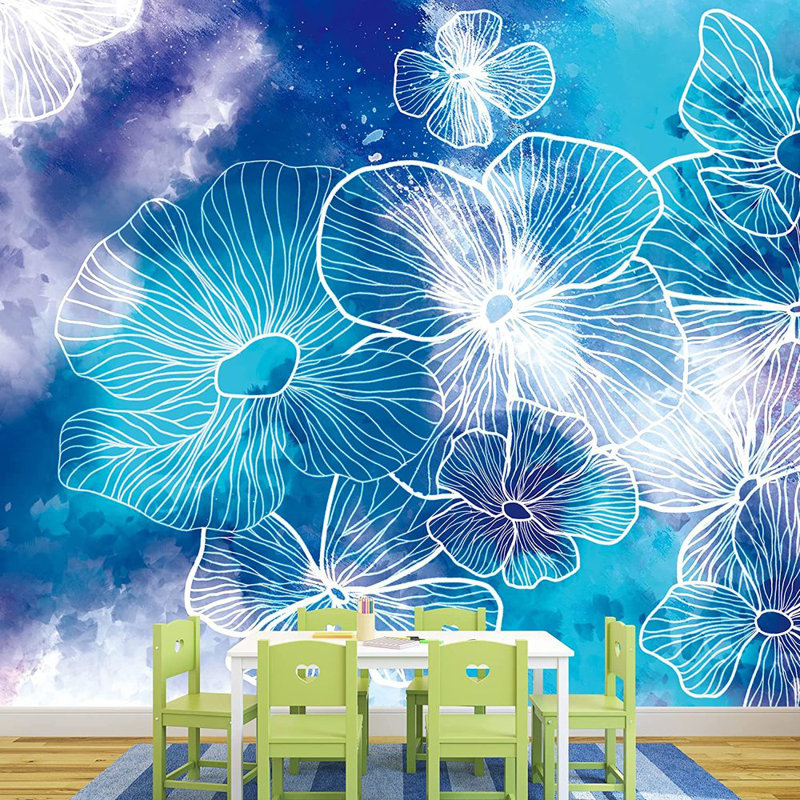 Murale fleurs de la jungle Tie-Dye, L 100 po x l 144 po