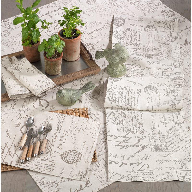 Noren Old Fashioned Vintage Script Print Design Tablecloth
