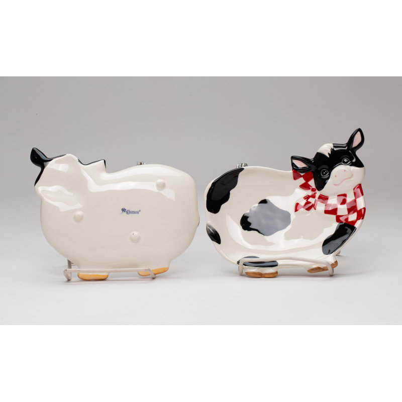 Ceramic Decorative Cow Shaped Plate Set of 2