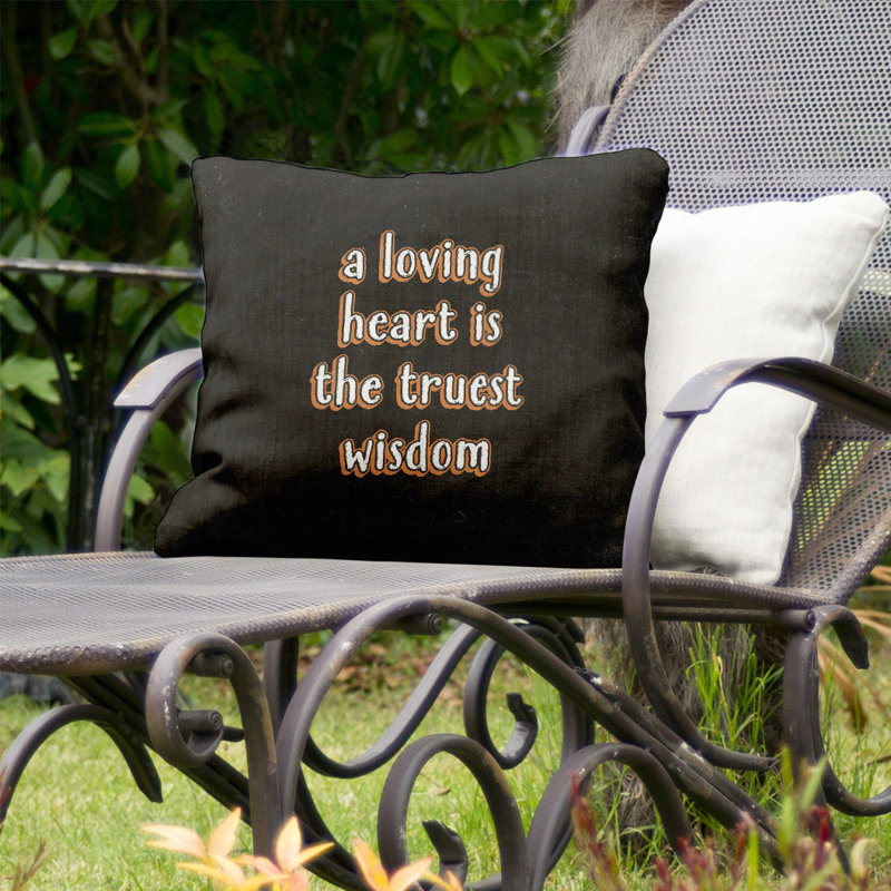 Coussin intérieur / extérieur Love and Wisdom, 18 po x 18 po, Orange