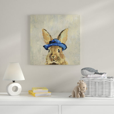 'Blue Hat Rabbit' Print on Wrapped Canvas