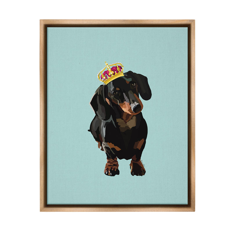 «Dachshund With Royal Crown» par Amelia Noyes sur, H 21 po x l 17 po, Cadre flottant orme Montalcino