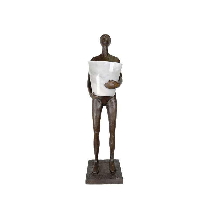 Bronze Standing Lady holding Pot Sculpture
