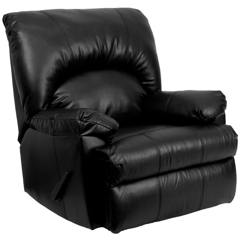 Ranee Faux Leather Recliner, Apache Black Leather
