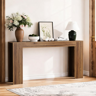 62.39-inch Walnut Table Behind , Ideal For Narrow Spaces In Living Room Or Entrance, Rustic Style Foyer With Design, Decorative Bedroom Hallway, Construction