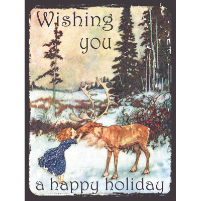 Enseigne en métal «W souhait You A Happy Holiday»