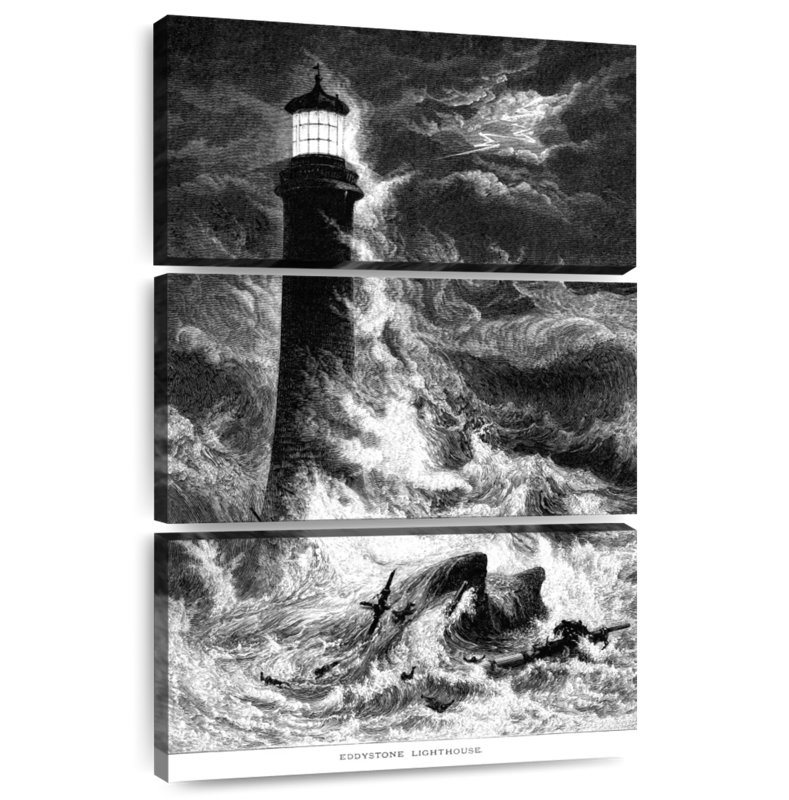 Phare d'Aletra dans la tempête, H 65 po x l 42 po