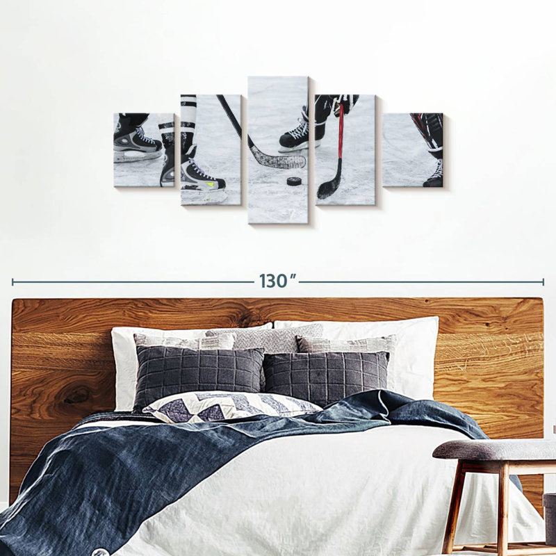«Ice Hockey», reproduction d'art sur toile, H 36 po x l 80 po x P 1,25 po