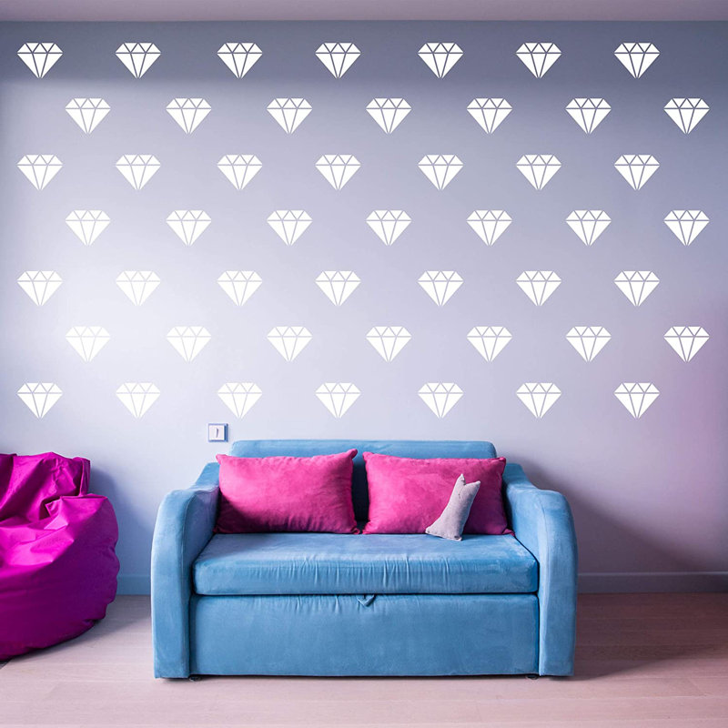 Abstract Non-Wall Damaging Wall Decal, White