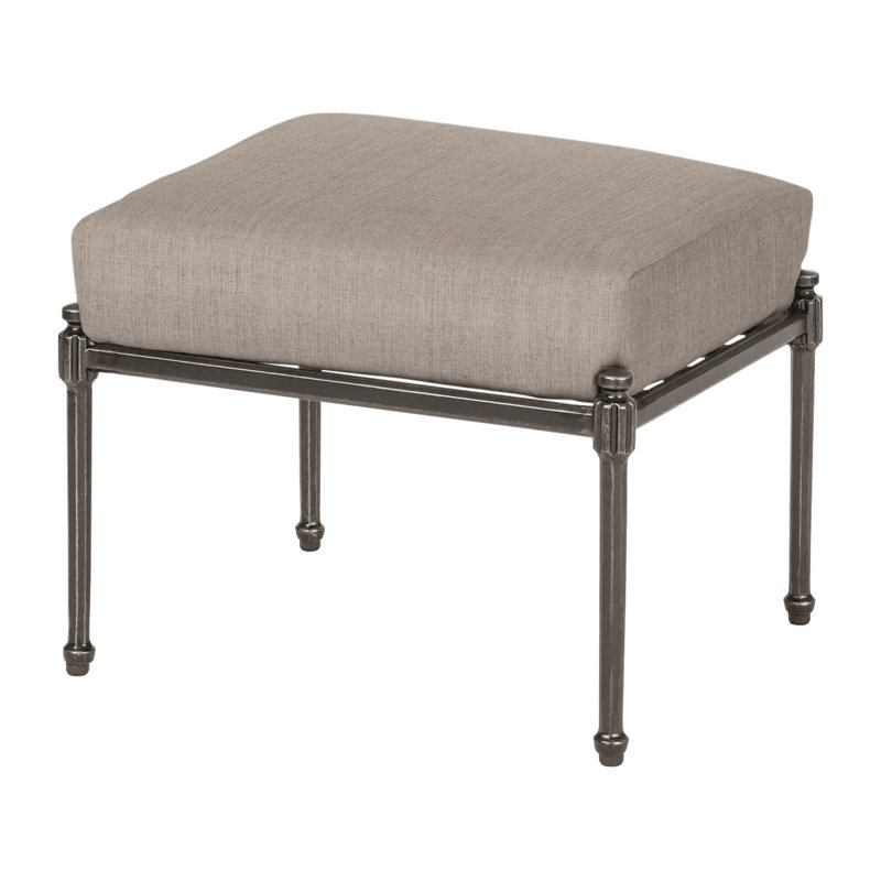 Morro Bay Outdoor Ottoman, Cast Ash Sunbrella® Plainweave, Midnight Gold