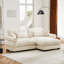 Canapé moderne à deux places avec repose-pieds, canapé à deux places en velours avec accoudoirs à traversin rond, avec coussin de taille et coussins décoratifs, petit canapé en forme de L pour le salon, la salle de lecture, le loft et la chambre à coucher-1831365341-1831365330