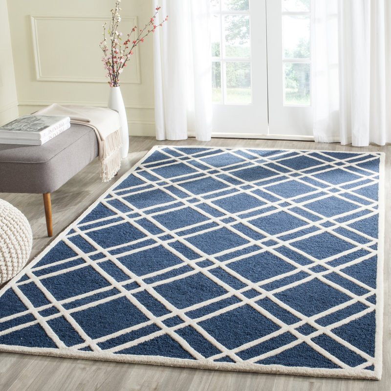 Sanyla Hand Tufted Wool Geometric Rug, Rectangle 4' x 6'