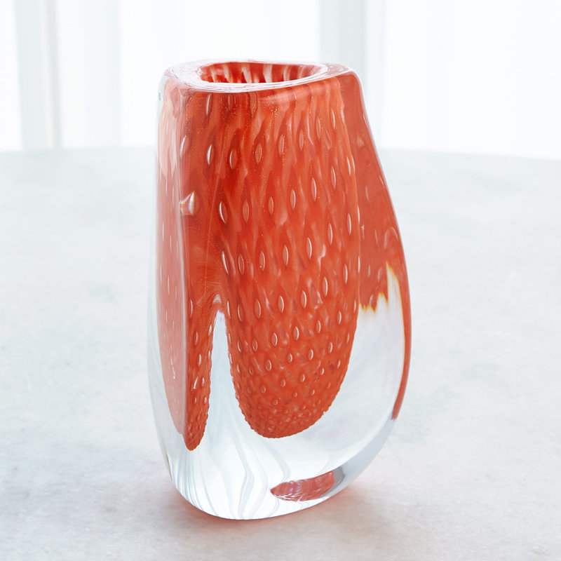 Vase triangulaire orange à bulles