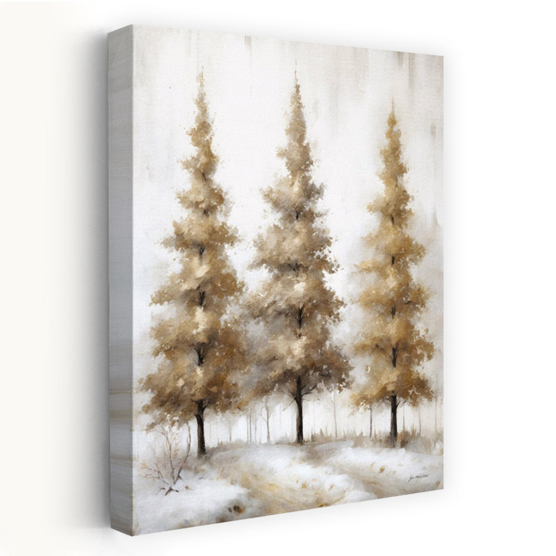 Art hivernal contemporain abstrait Wintry Gold, H 24 po x l 16 po