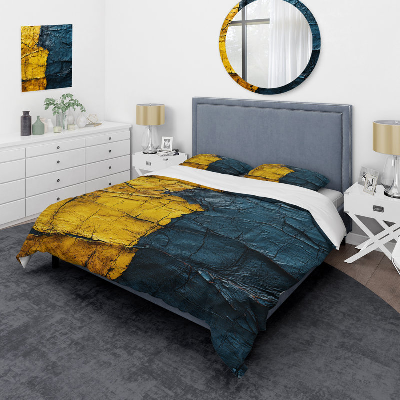 Ensemble de housse de couette jaune azur, Housse de couette pour très grand lit et 2 très 