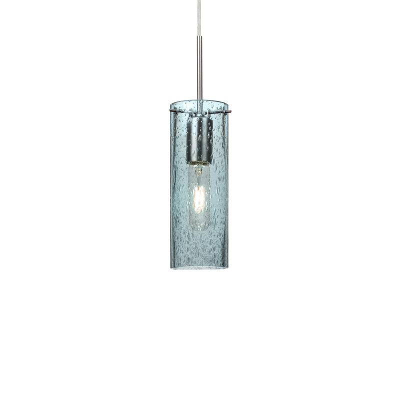 Cattalina 1 - Light Single Pendant, Satin Nickel, 10" H x 3.5" W x 3.5" D, Blue