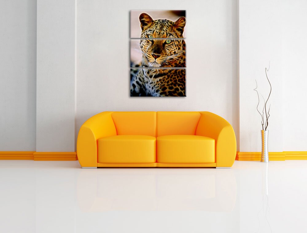 3-tlg. Leinwandbilder-Set „Schöner Leopard“, Grafikdruck