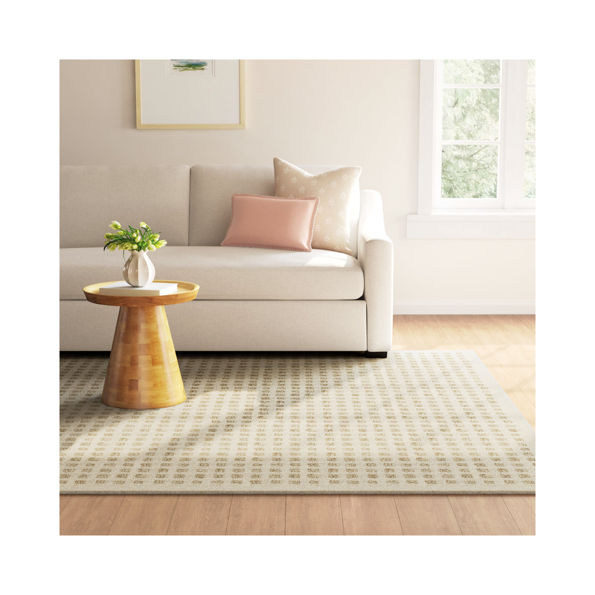 Chris Loves Julia x Loloi Polly Handmade Ivory/Natural Rug, Rectangle 7'9" x 9'9"