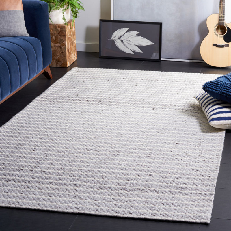 Marbella Hand Woven Wool And Cotton With Latex Solid Color Rug, Rectangle 5' x 8'