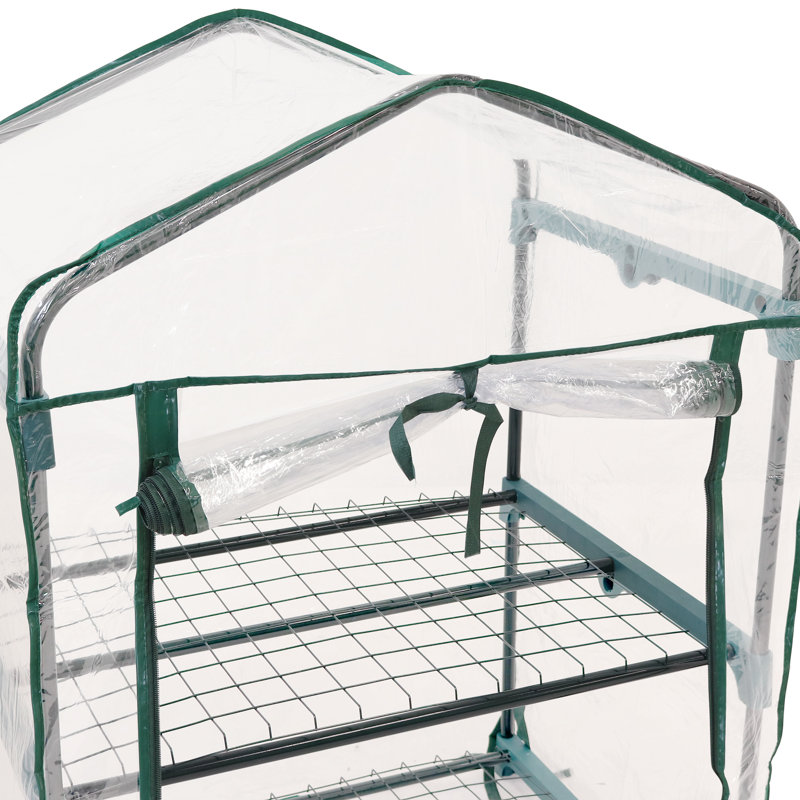 Alyk 26.5" W x 19" D  Outdoor Portable 2-Tier Mini Greenhouse with Clear Cover