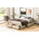 Grand lit plateforme, 6 tiroirs, naturel antique, fonctionnel et élégant pour centre de chambre