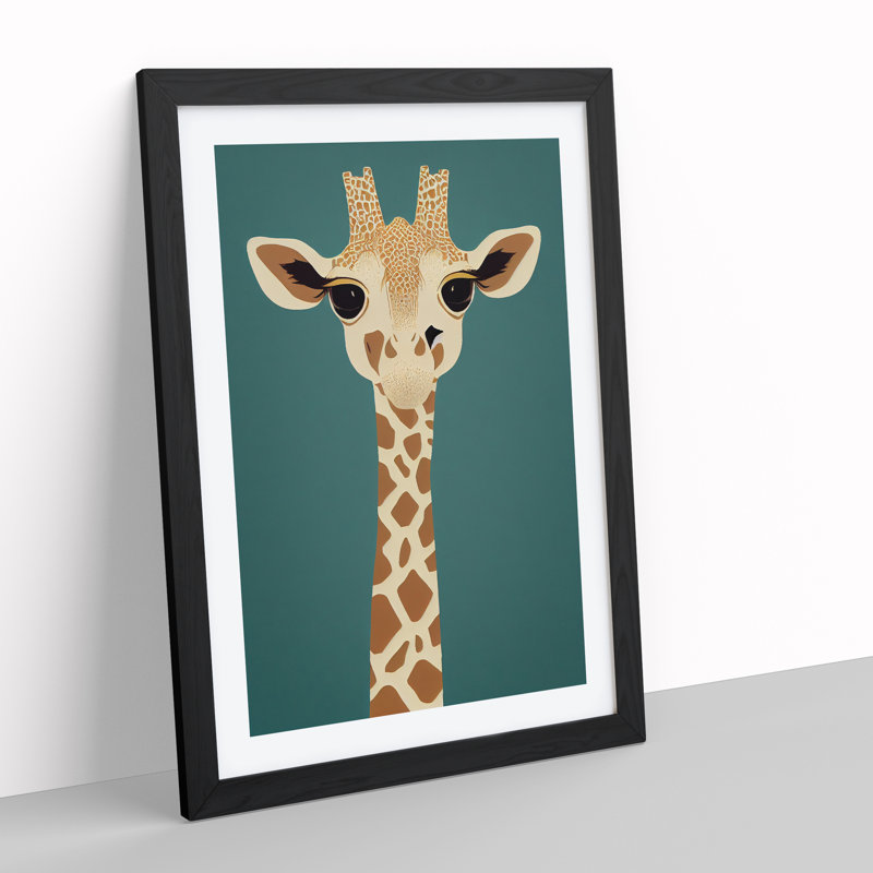 Giraffe No.3 - Single Picture Frame Print, Black , 64cm H x 46cm W x 2cm D