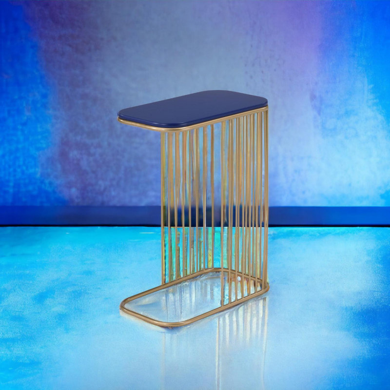 Aviena Blue and Gold Finish Display & Utility functioned Accent Table
