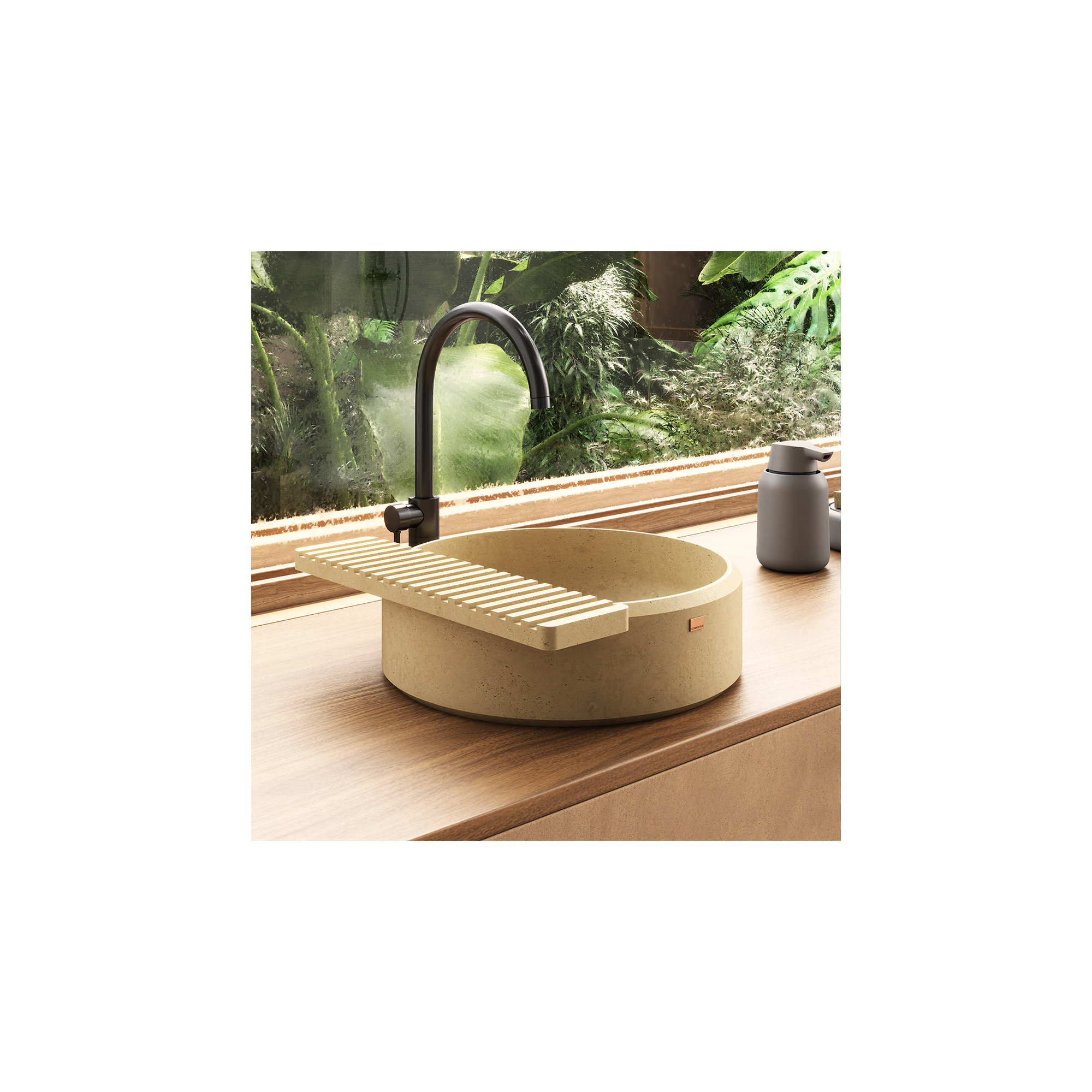 Ubud Concrete Handmade Bathroom Sink, Desert Brown