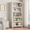 71" Farmhouse Bookcase with Adjustable Shelves - Rustic 5-Tier Bookshelf for Living Room, Office & Library, 31.5" Wide