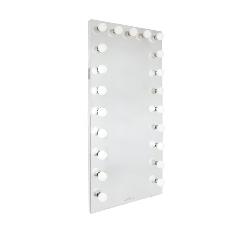 Hollywood Premiere Full-Length Vanity Mirror without Stand with 21 LED Bulbs LED Floor Mirror, White