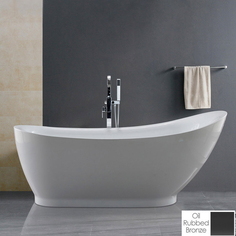 Jamison 71'' x 33.5'' Soaking Acrylic Bathtub, Chrome