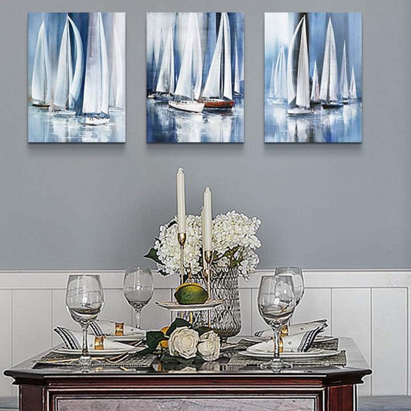 3 Piece Wrapped Canvas Print, 40 cm H x 90 cm W